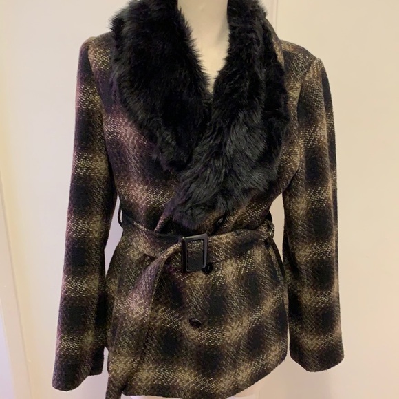 attention Jackets & Blazers - Attention large fur plaid jacket